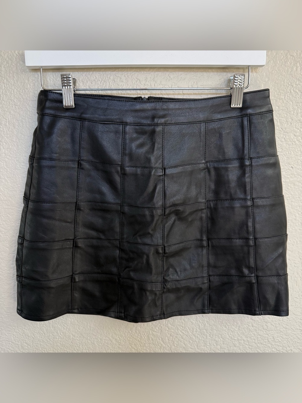 Motel Rocks Black Leather Mini Skirt Size S